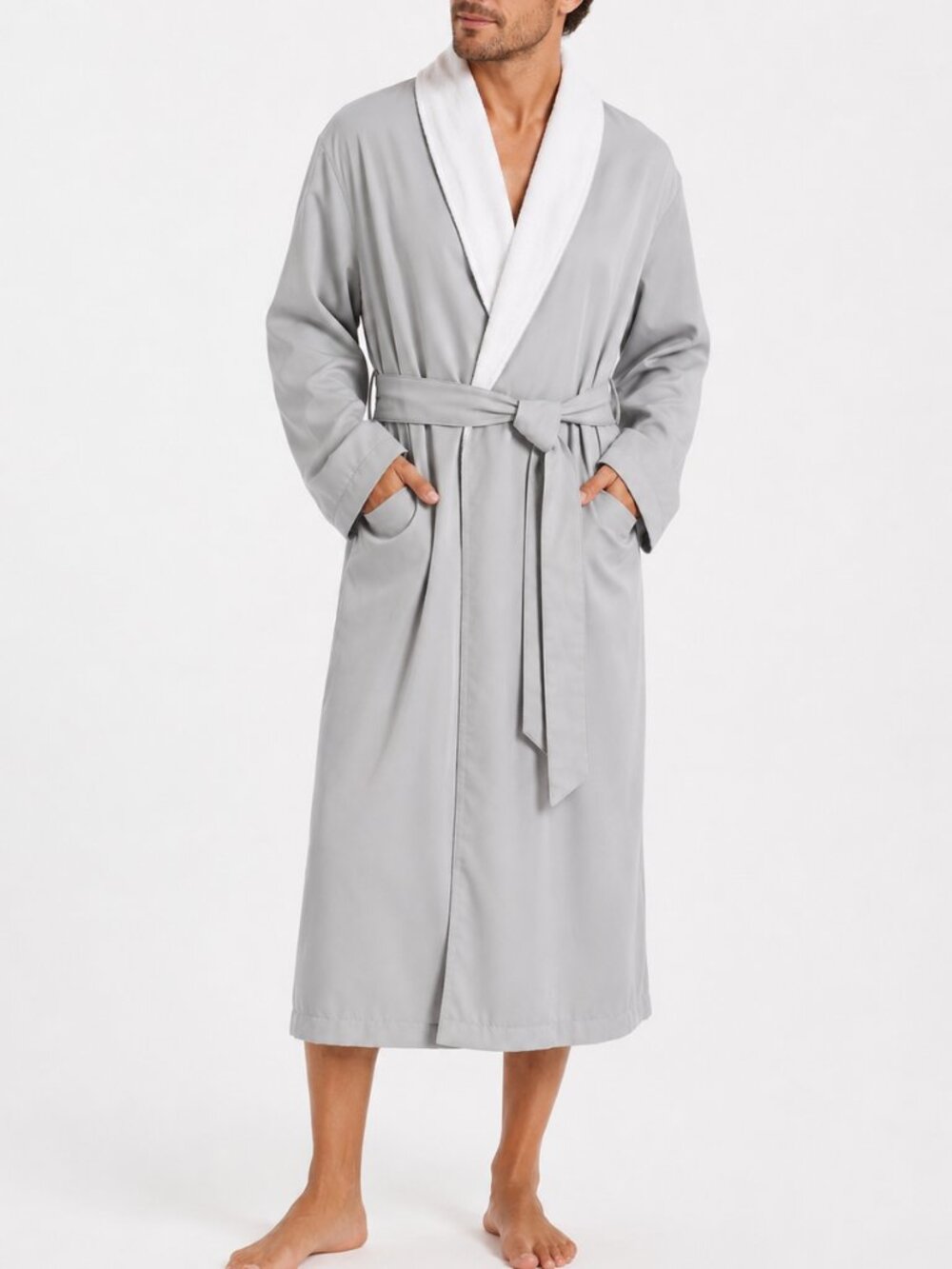 RH RESTORATION HARDWARE Bath Robe Luxurious Long Terry Lined Belt Men's Medium